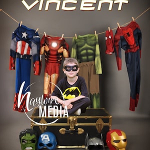 Jungen Superhelden Kostüm Dressup Kleidung Studio Szene Hintergrund - digitale Super Hero Halloween Fotografie Hintergrund - Instant Download