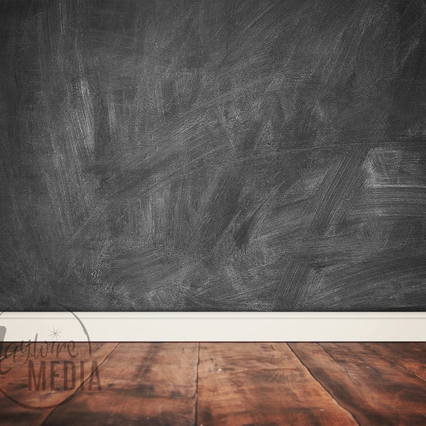 Baby, Toddler, Child Photography Digital Texture Backdrop for Photographers - Wood Floor Background with Chalkboard Wall - Instant Download