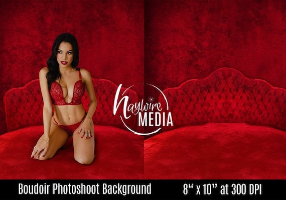 Red Couch Boudoir Photography Background JPG Digital Download