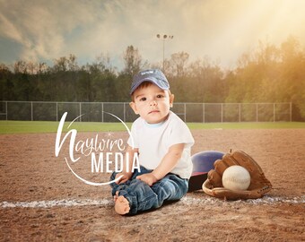 Baby Child Baseball Sport Portrait Digital Backdround for Photographers - In 2 Sizes