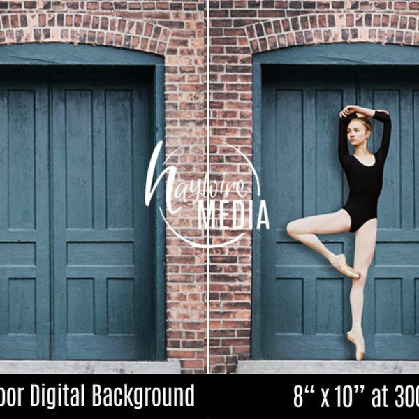 Senior Portrait - Old Door with Bricks Outside Digital Backdrop - Creative Dancer, Ballet Photo Background - Adult Portrait - JPG Download