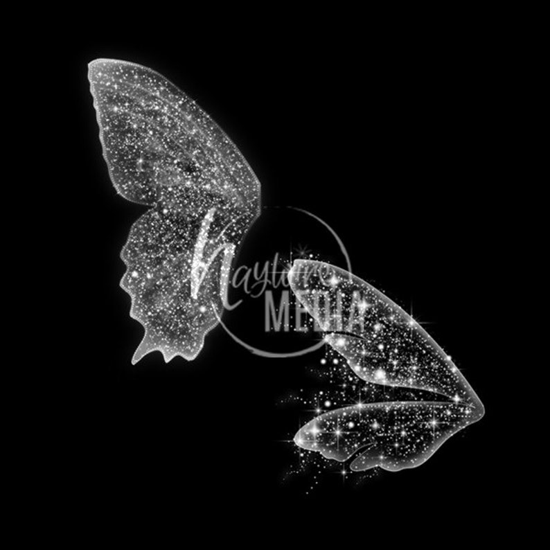 2 Transparent PNG Beautiful Child Fairytale Butterfly Fairy White Sparkle Wings Photo Overlay Prop for Photographers Instant Download image 1