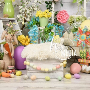 Newborn, Baby, Toddler, Child, Easter Holiday Photography Digital Backdrop Prop with Eggs for Photographers, Photo JPG Background