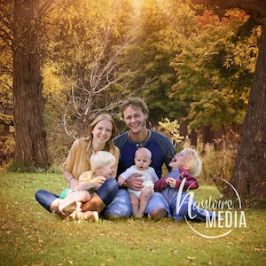 Outdoor Fall Nature Backdrop Scene for Children, Adults, or Family Portrait - Trees in Park Digital Photography Background JPG