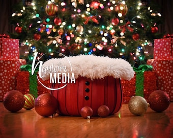 Newborn, Baby, Toddler, Child, Christmas Tree and Santa Basket Photography Digital Backdrop Prop for Photographers - JPG Download