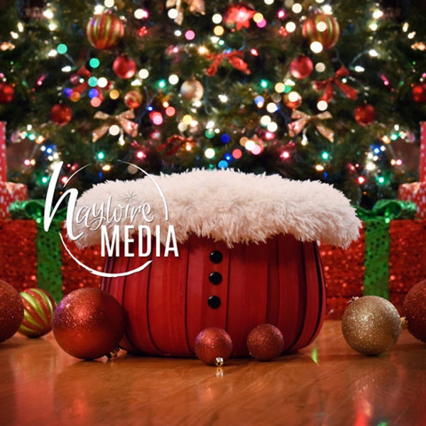 Newborn, Baby, Toddler, Child, Christmas Tree and Santa Basket Photography Digital Backdrop Prop for Photographers - JPG Download