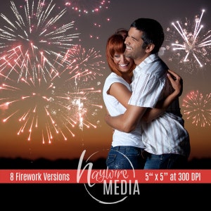 Photography Romantic Fireworks Display Pack in 8 Versions - Insert in Photo as Overlay Effect