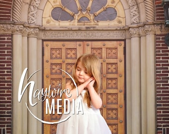 Church Door Photography Backdrop: Wedding, Communion, Portrait (Digital Download)