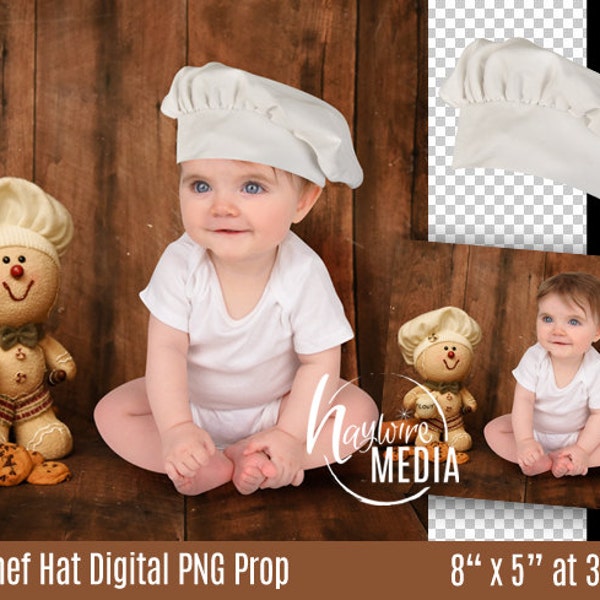 Newborn, Baby, Toddler Child, Baker Chef Hat - Transparent PNG Digital Layer - Add to Your Photo Portrait - Photography Prop - Newborn Prop