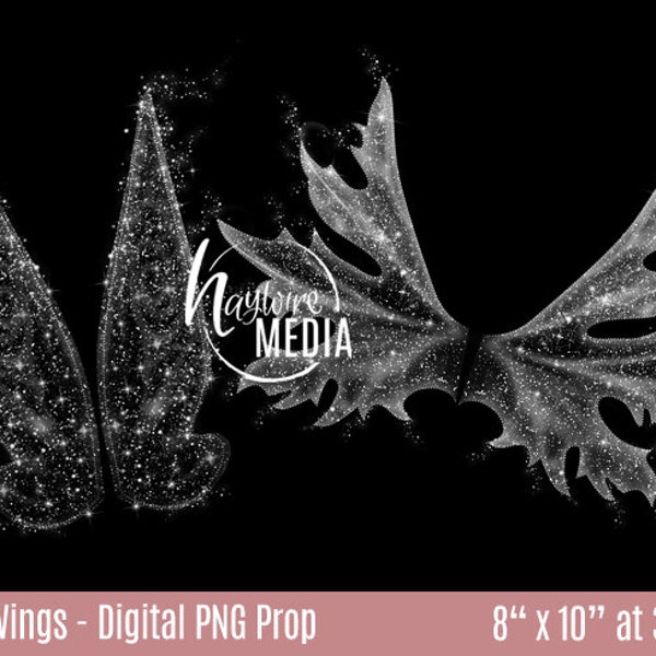 2 Transparent PNG Beautiful Child Fairytale Tinker Bell Fairy White Sparkle Wings Photo Overlay Prop for Photographers -  Instant Download