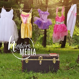 Schöne Mädchen, Prinzessin Dressup Outdoor Natur Wäscheleine Szene Hintergrund - digitale Fotografie Hintergrund in 2 Größen - Instant Download