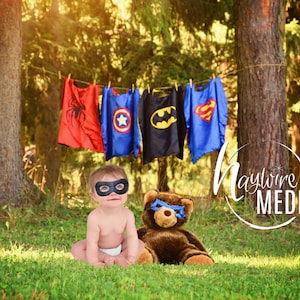 Boys Superhero Costume Dressup Clothesline Outdoor Scene Backdrop - Digital Super Hero Halloween Photography Background - Instant Download