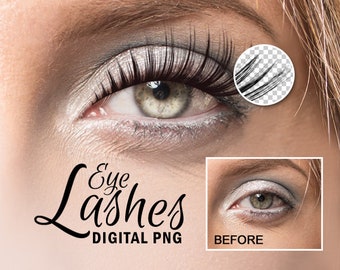 Lashes Beauty Makeup Digital Eyelash Transparent PNG Overlay, Isolated PNG Cutout, Digital Download