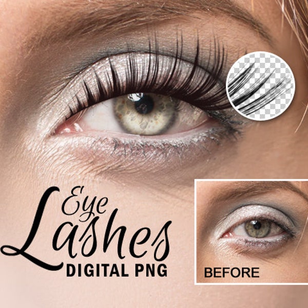 Lashes Beauty Makeup Digital Eyelash Transparent PNG Overlay, Isolated PNG Cutout, Digital Download