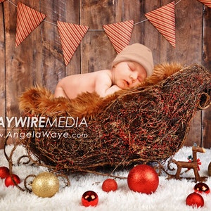 Newborn, Baby, Toddler, Child, Christmas Sleigh Photography Digital Backdrop Prop for Photographers