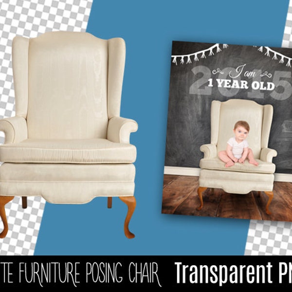 White Digital Elegant Chair Transparent PNG Prop to Add to Your Photo Background