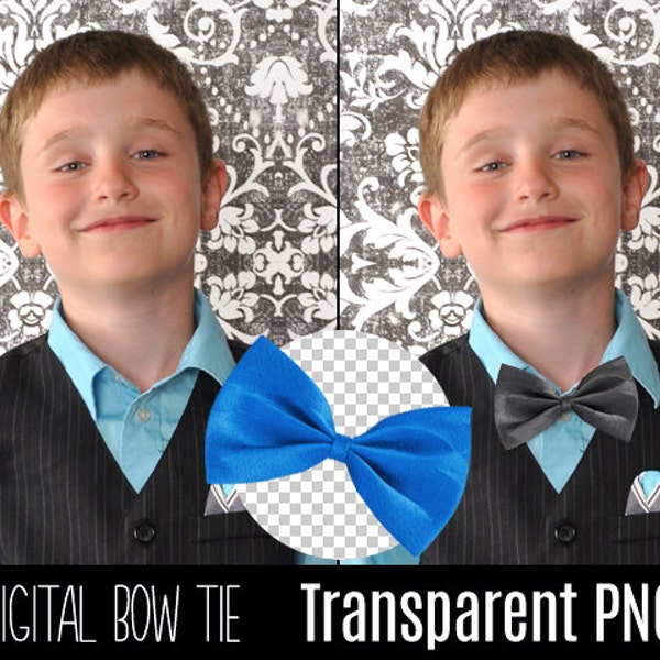 Transparent Bow Tie PNG Prop for Boy's Portrait - Digital Bowtie - Digital Overlay Accessory for Photography - Instant Download