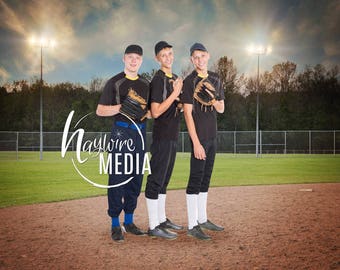 Baseball Field Portrait Digital Background: Senior Team Photo (JPG Instant Download)