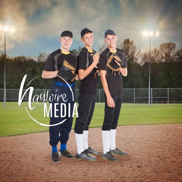 Baseball Field Sport Portrait Digital Backdround for Photographers - Senior Team Portrait, Child Photo - JPG Instant Download