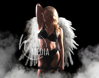 Angel Wing Boudoir Photography Backdrop: Feather Wings Portrait JPG Download