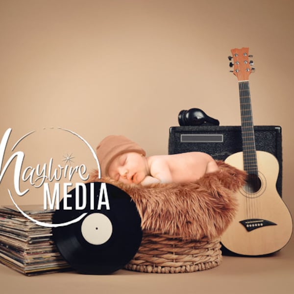 Newborn, Baby, Toddler, Child, Music Guitar Background Basket Photography Digital Backdrop Prop for Photographers with - PNG Fur Coverup