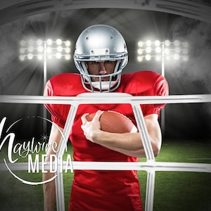 Football Senior Portrait Digital Backdrop with Stadium Lights for a Sport Photography Senior Portrait Background - Photoshop PNG Mask Layer
