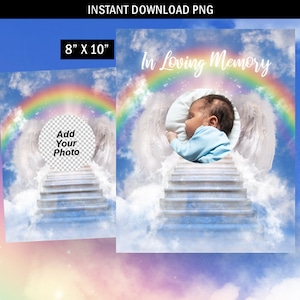 RIP Memorial Angel Wings Photo Template, Pet loss, Infant Loss, PNG Digital Rest in Peace Memory Funeral Portrait