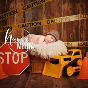 Baby, Toddler, Child, Boy&#39;s Construction Photography Digital Backdrop Background Prop with Truck for Photographers - PNG Coverup Layer