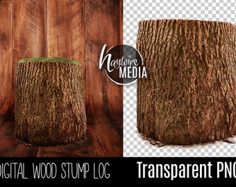 Tree Stump Digital Prop: Transparent PNG for Baby Photography (Instant Download)