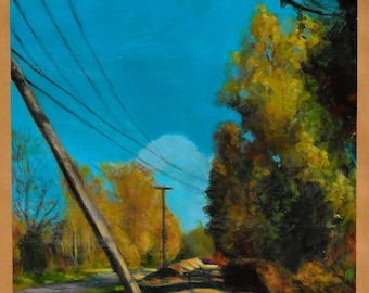 Autumn Landscape Art Print: Berwick, PA Acrylic Painting (8x10)