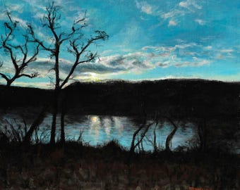 Susquehanna River Art Print: Tonalist Acrylic Painting, Home Decor (8x10)