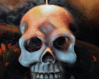 Skull  Candle Art Print: 8x10" Original Painting