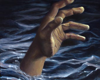 Breathing Below Water Art Print: Moody Blue Home Decor (8x10)