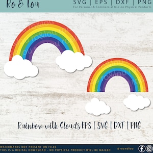 Rainbow with Clouds SVG Digital Download - Rainbow SVG - Rainbow Cut File svg/dxf/eps/png -