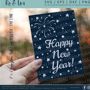 Cartão de Feliz Ano Novo SVG Digital Download - Cartão de Ano Novo SVG, Feliz Ano Novo