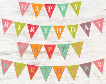Happy Birthday Bunting SVG Digital Download - Bunting SVG, Happy Birthday, Happy Birthday Banner, Birthday Flags