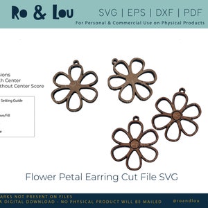 Daisy Flower Earrings SVG Floral Earrings to Cut on Your Glowforge or Other Laser Cutter Includes pdf, png, eps and dxf Files