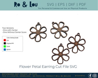 Daisy Blumen Ohrringe SVG: Laser geschnittenes Blumenmuster (Digitaler Download)