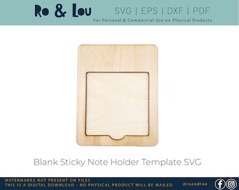 Blank Sticky Note Holder SVG Template For You To Personalize Office Classroom Supply Digital Download