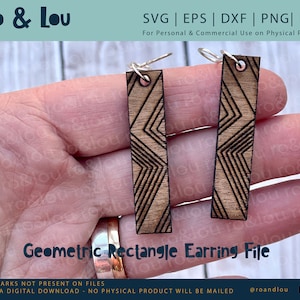 Geometric Rectangle Earrings SVG to Cut on Your Glowforge or Other Laser Cutter Includes pdf, png, eps and dxf Files