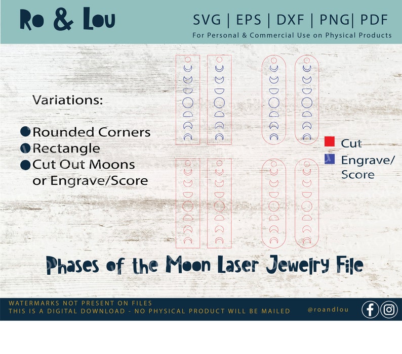 Moon Phase Earring SVG Cut Files for Your Glowforge or Other Laser ...