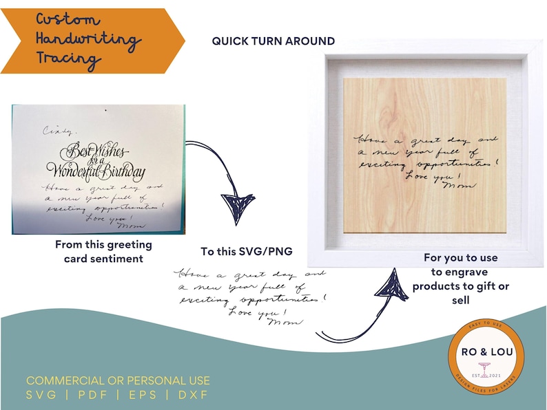 Handwriting Tracing SVG and PNG, Custom Handwriting Tracing Service, 20 ...