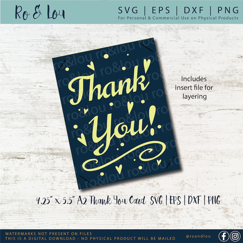 Cricut Joy Ready Thank You Card SVG Digital Download Etsy Canada
