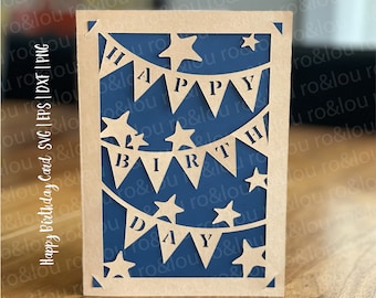 Happy Birthday Card SVG Digital Download - Birthday SVG, Happy Birthday Bunting Card
