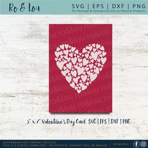 Valentine&#39;s Day Card SVG Digital Download - Heart Greeting Card SVG - Valentine Card SVG