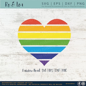 Rainbow Heart SVG Digital Download - Valentines Day SVG - Rainbow Heart Cut File svg/dxf/eps/png -