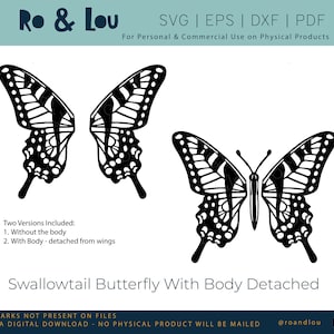 Swallowtail Butterfly Wings Outline SVG Digital Download - Butterfly Design to Use in Your Projects