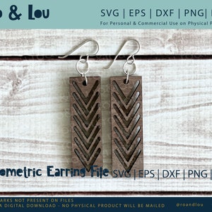 Geometric Earring Dangle Earring Files to Cut on Your Glowforge or Other Laser Cutter Includes svg, pdf, png, eps and dxf Files