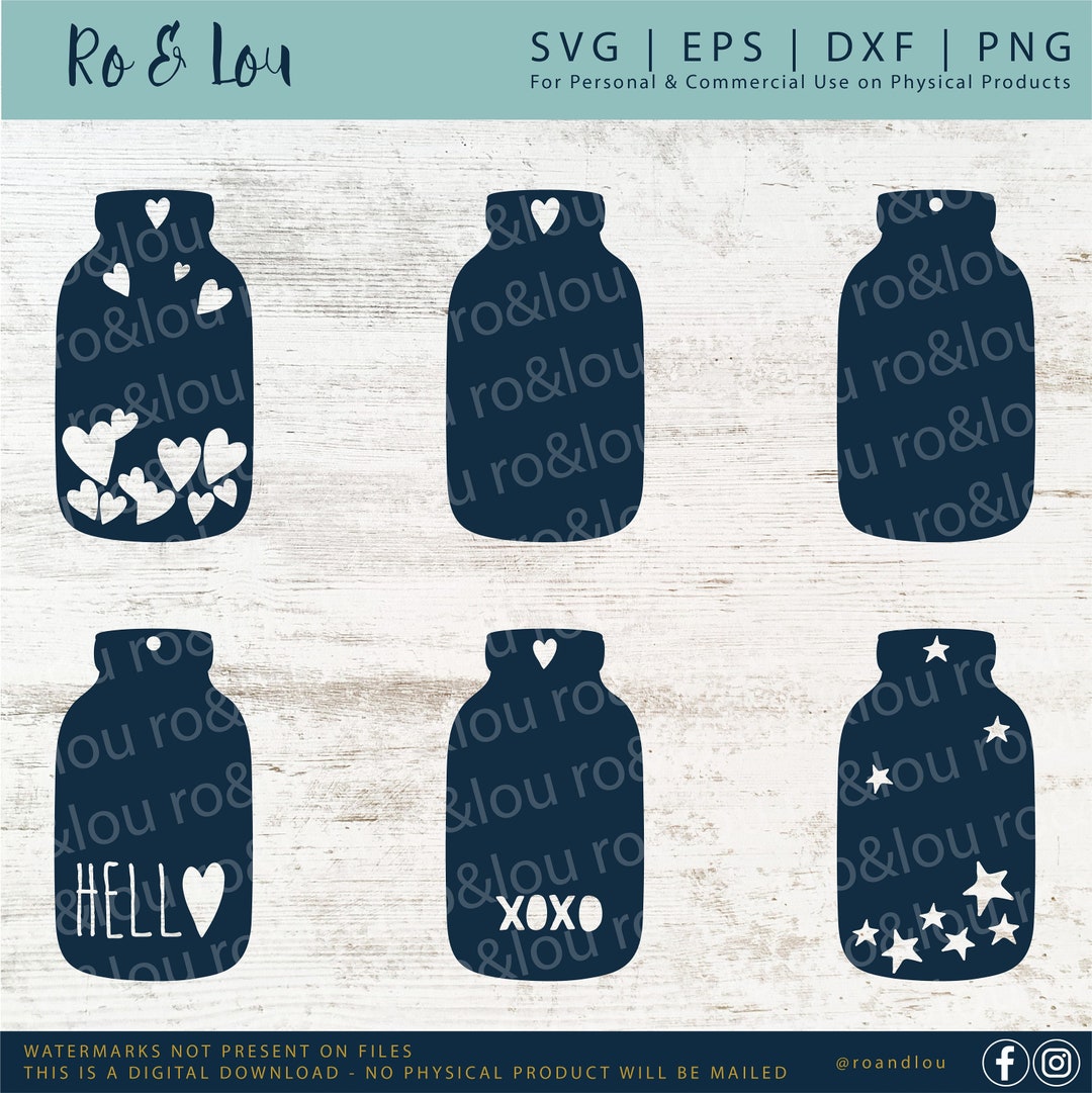 Mason Jar Gift Tags SVG Digital Download Six Mason Jar Gift Etsy
