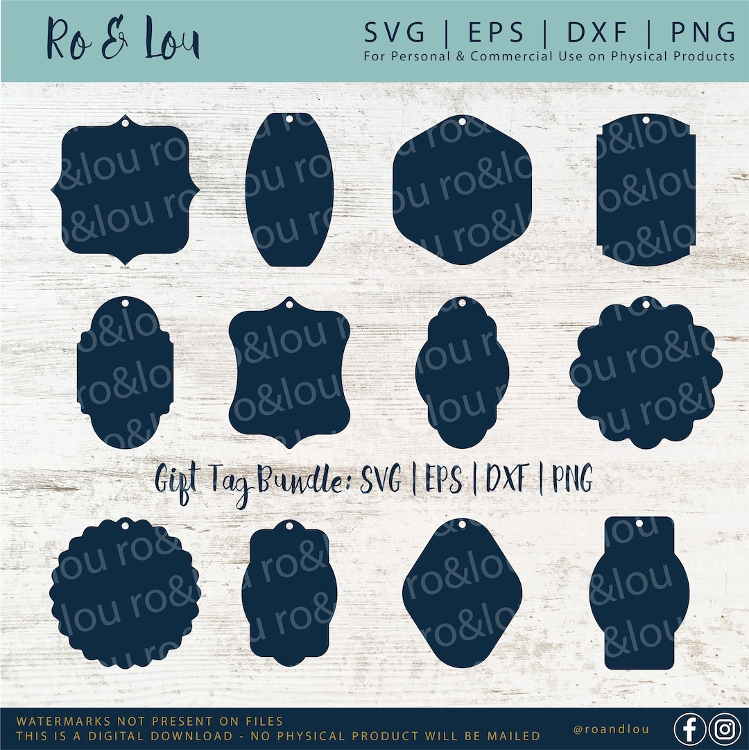 Fancy Frame Gift Tags SVG Digital Download Twelve Gift Tags Etsy